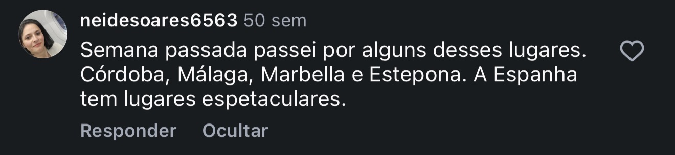 Comentário real no Instagram