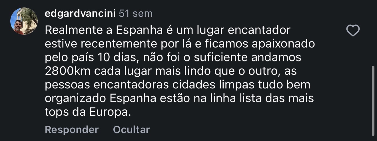 Comentário real no Instagram