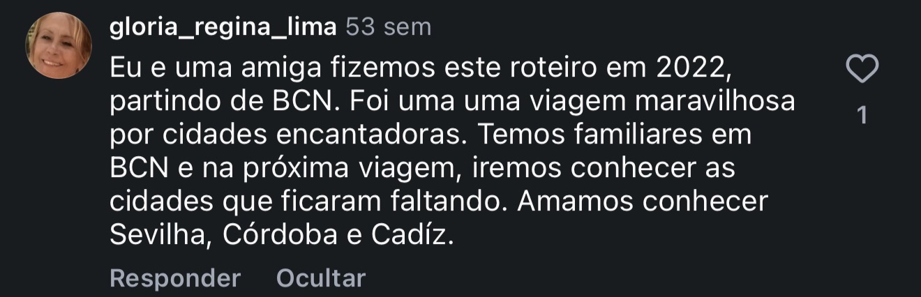 Comentário real no Instagram