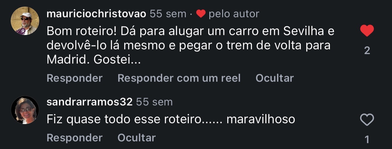 Comentário real no Instagram