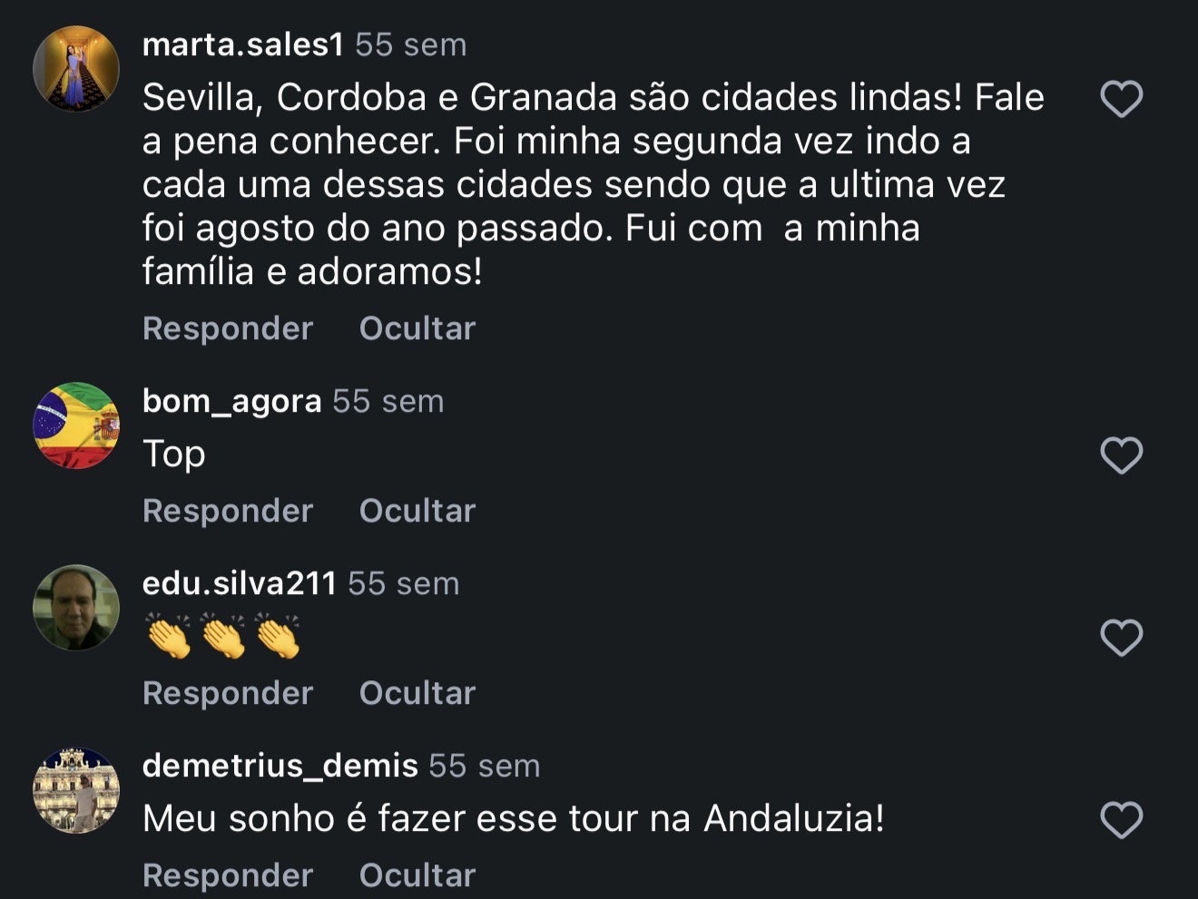 Comentário real no Instagram