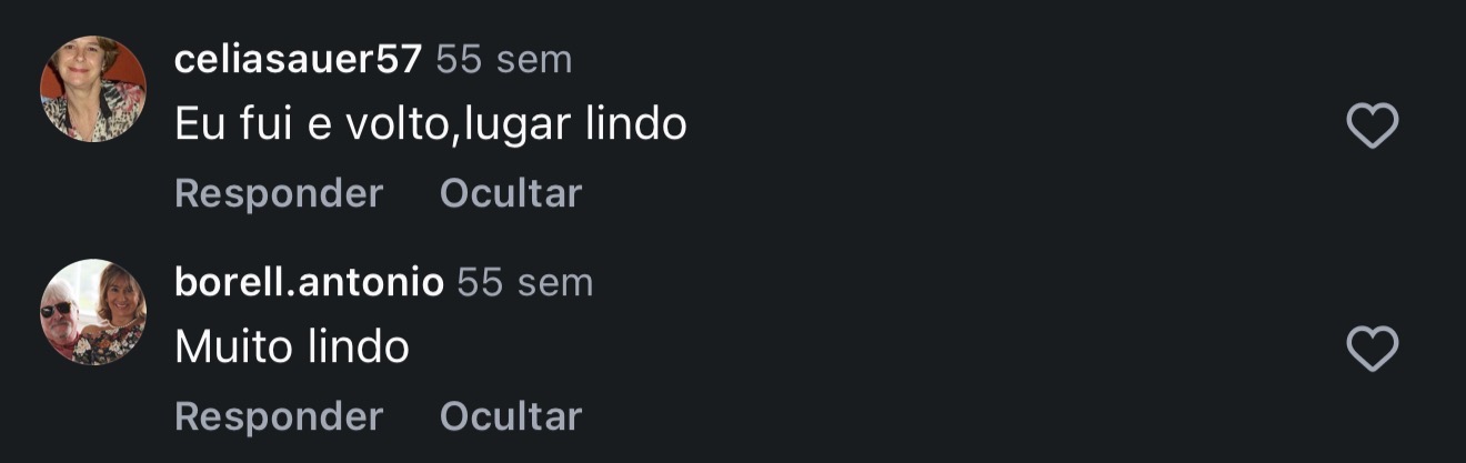 Comentário real no Instagram