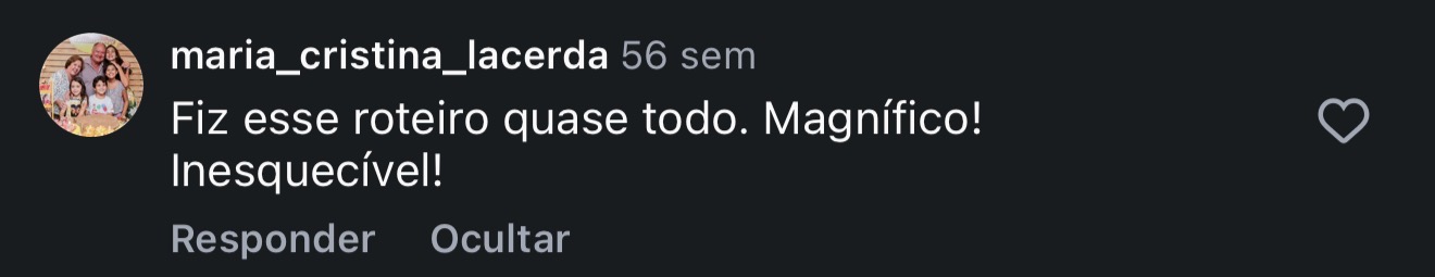 Comentário real no Instagram